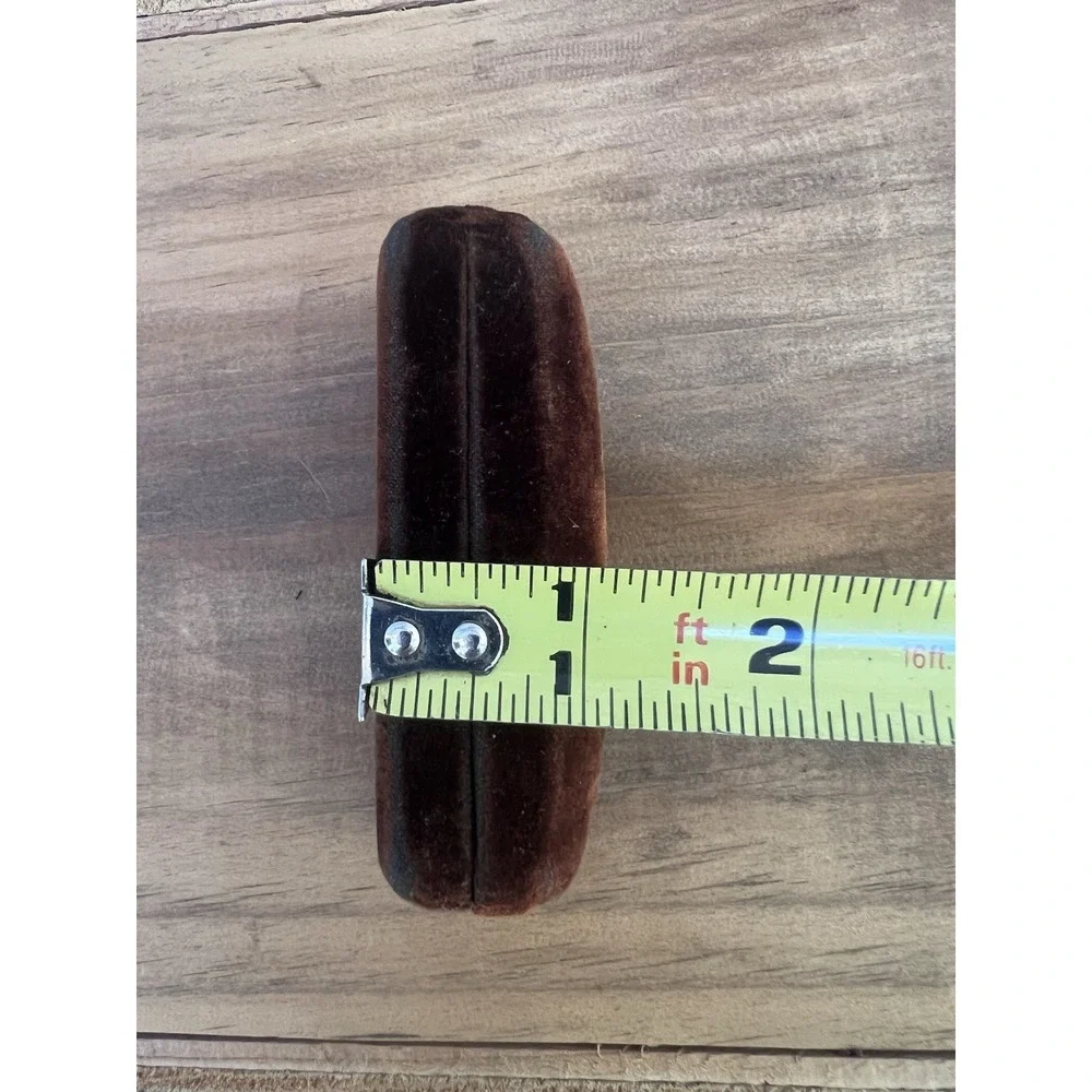 VTG Brown Velvet Stick Pin Presentation Box Jewelry Case MOP Push Button